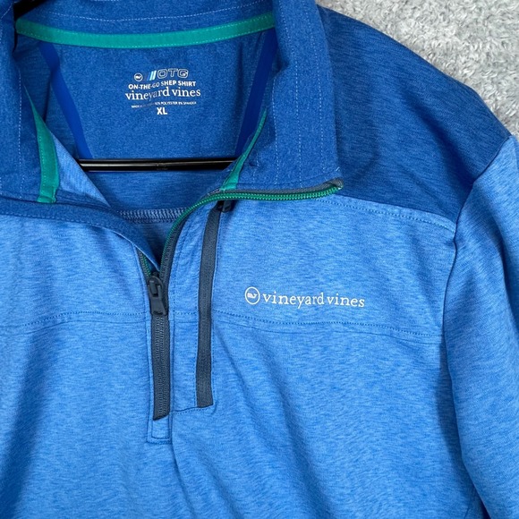 Vineyard Vines O-T-G Quarter Zip Pullover Shep Shirt Men's XL Blue Performance - Picture 2 of 9